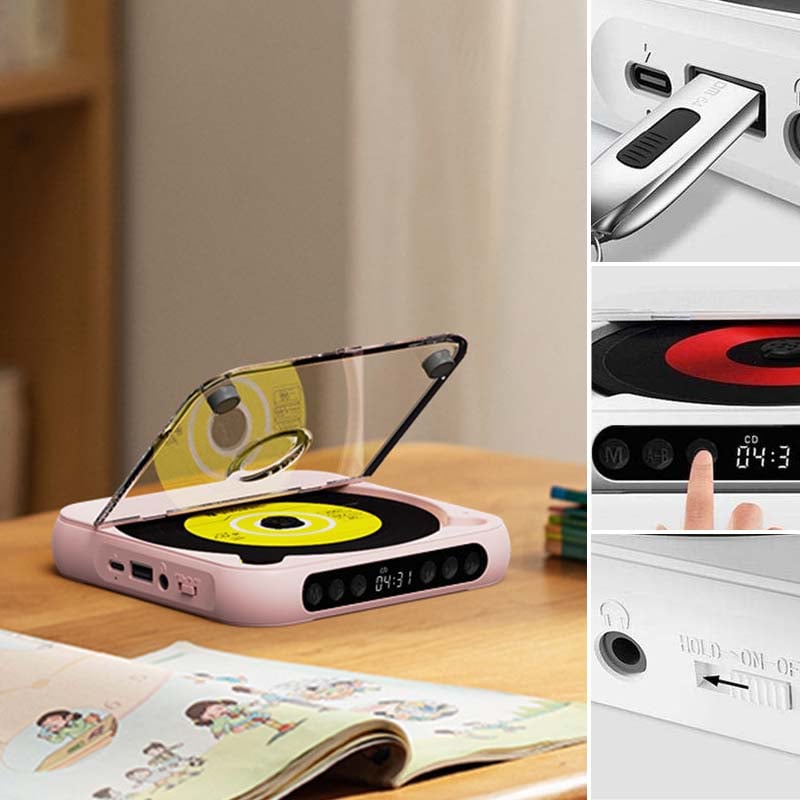Bærbar Bluetooth CD-afspiller med Hi-Fi Lyd og USB-C Opladning