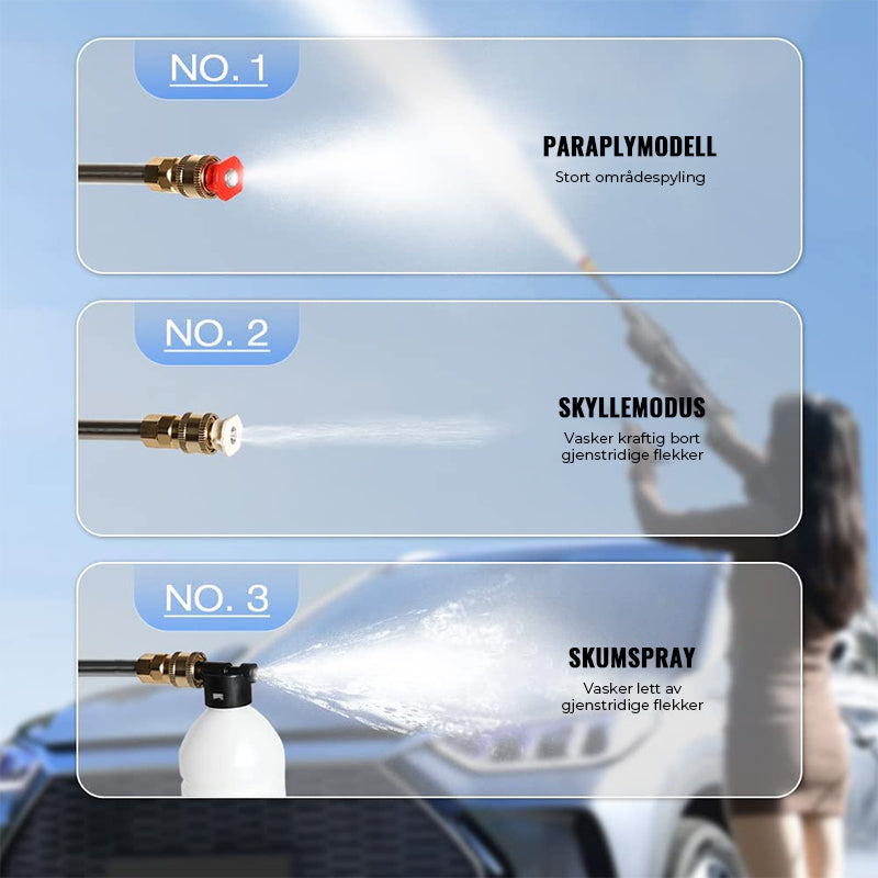 Trådløs Højtryksrenser Pistol med 22 Bar Motor og To Dyser