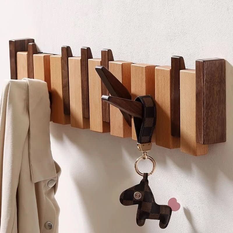 Vægmonteret Knagerække i Klaverdesign med Foldbare Kroge