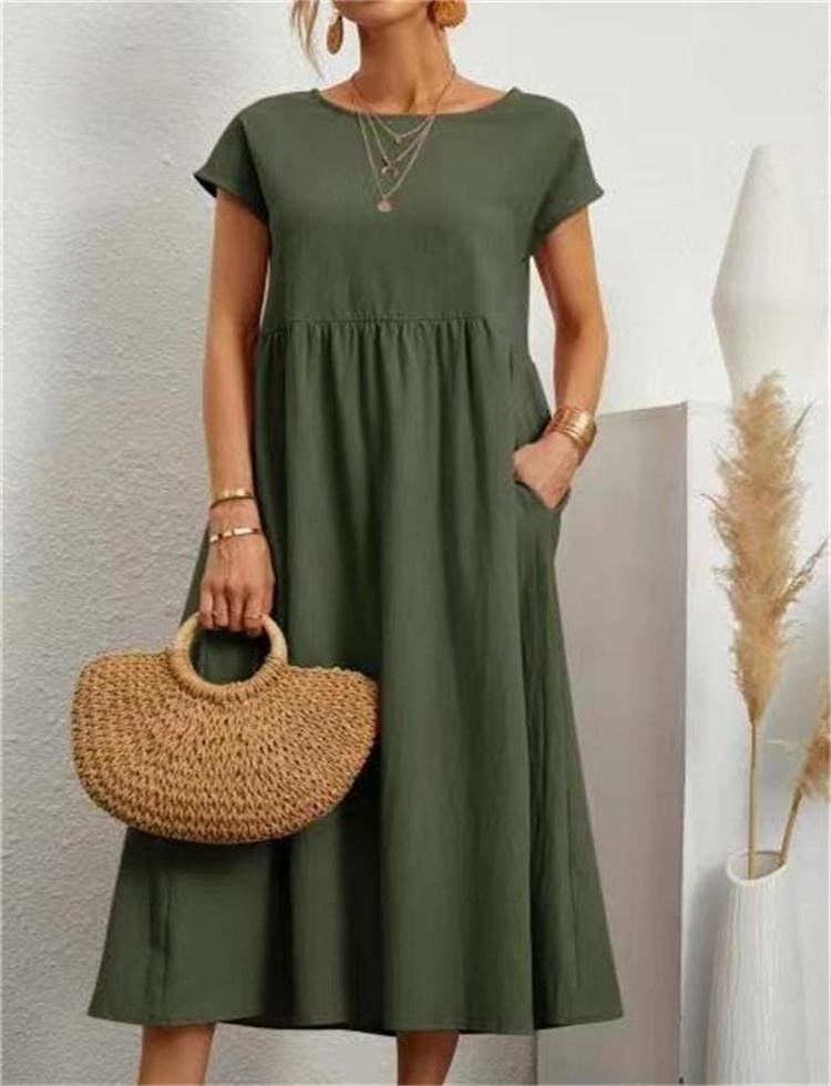 Dame Elegant Sommer Maxikjole i Bomuldsblanding