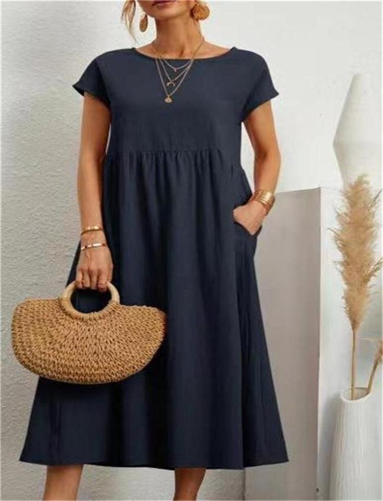 Dame Elegant Sommer Maxikjole i Bomuldsblanding