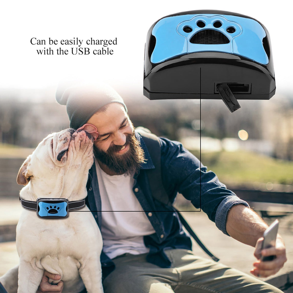 Antigø Halsbånd til Hund med Ultralyd og Vibration