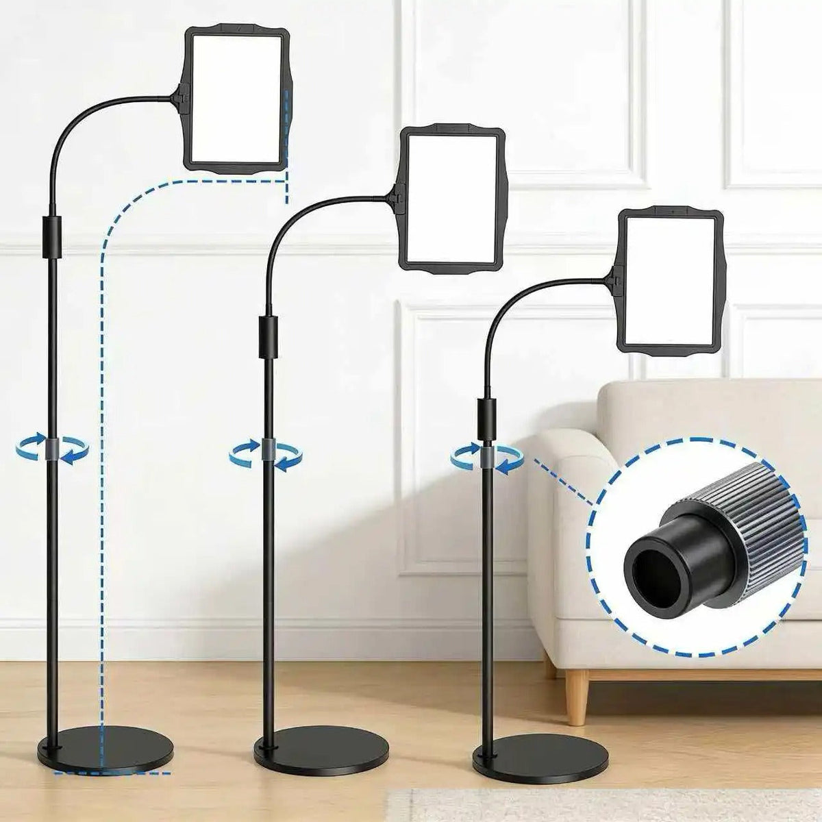Gulvlampe med Forstørrelsesglas og Fleksibel Svanehals
