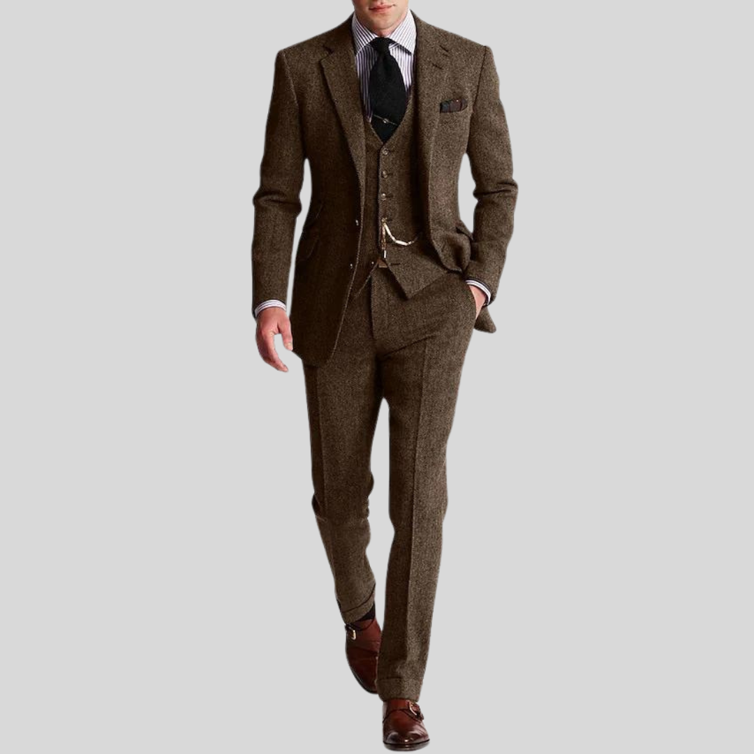Herre 3-Delt Slim Fit JakkesĂŚt med Jakke, Vest og Bukser