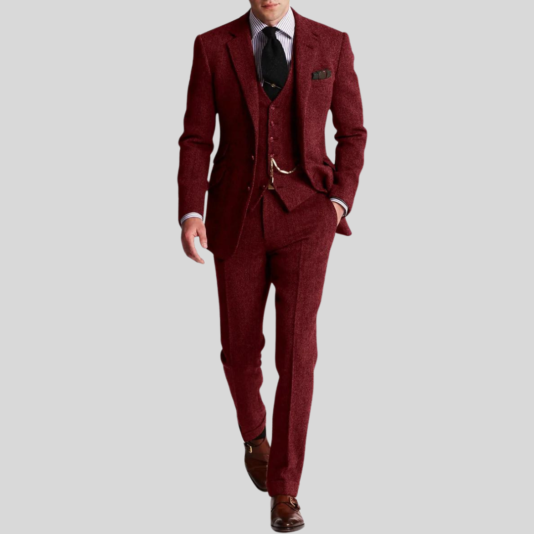 Herre 3-Delt Slim Fit JakkesĂŚt med Jakke, Vest og Bukser
