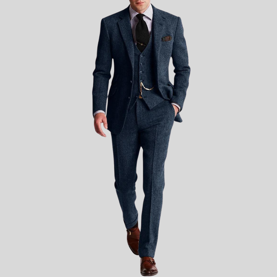 Herre 3-Delt Slim Fit JakkesĂŚt med Jakke, Vest og Bukser