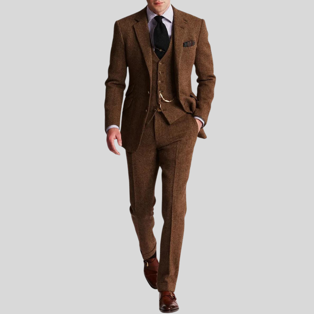 Herre 3-Delt Slim Fit JakkesĂŚt med Jakke, Vest og Bukser