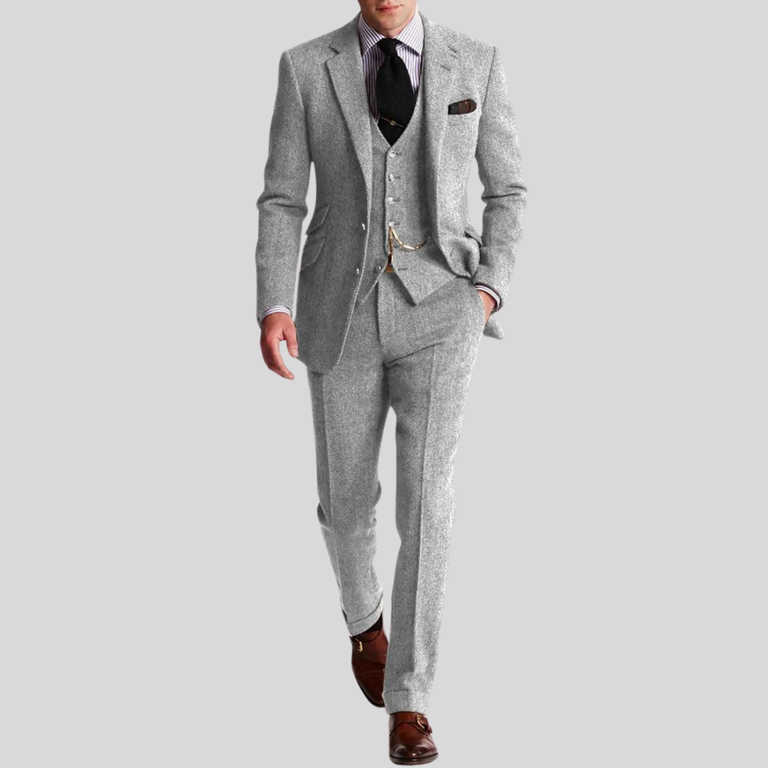 Herre 3-Delt Slim Fit JakkesĂŚt med Jakke, Vest og Bukser