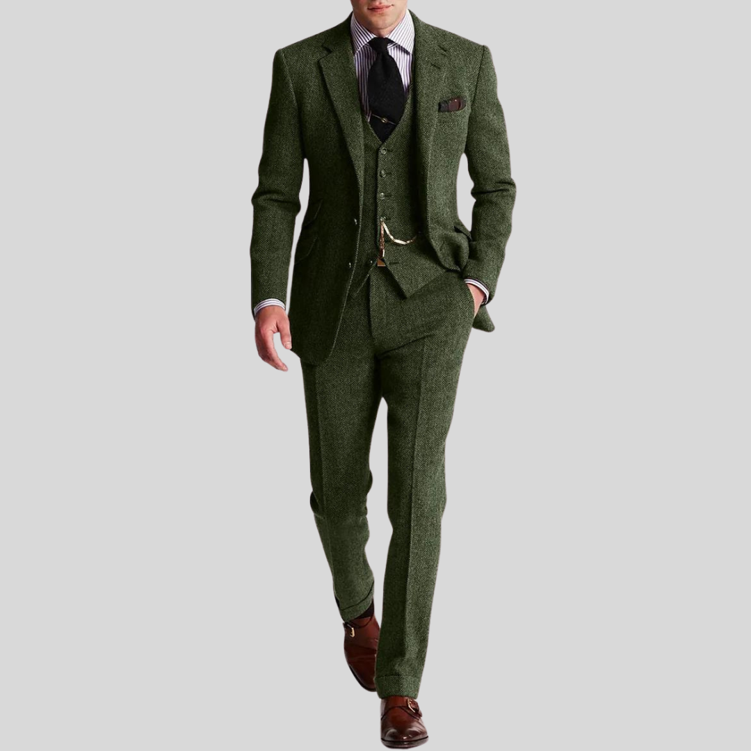 Herre 3-Delt Slim Fit JakkesĂŚt med Jakke, Vest og Bukser