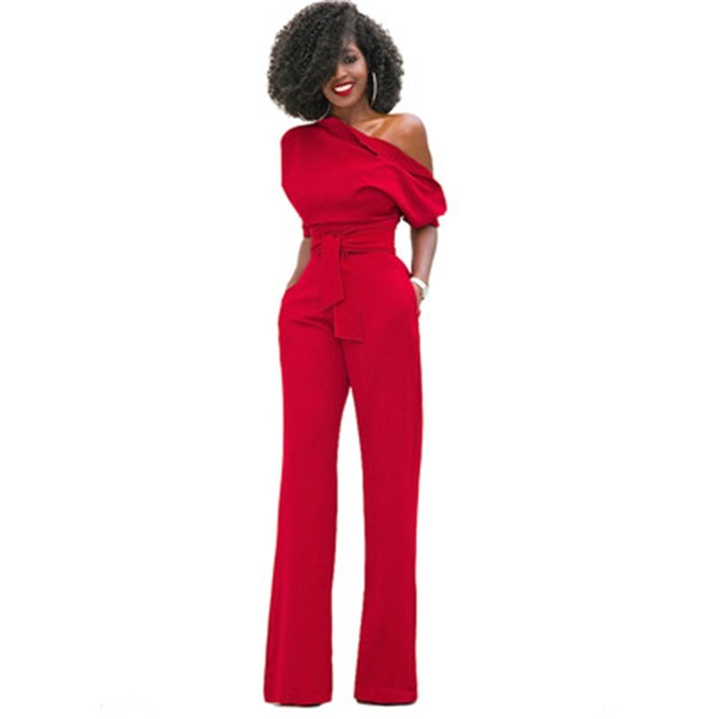 Dame Ensfarvet Bodycon Jumpsuit i Akrylstof