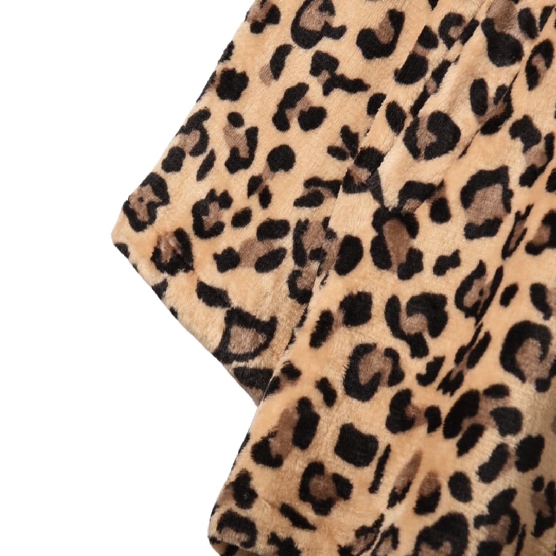 Plus Size Leopardmønster Åpen Cardigan Lang Jakke