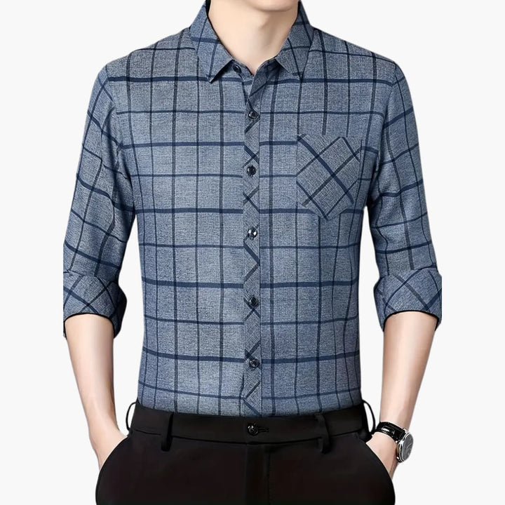 David - Trendy rutete skjorte med revers for menn