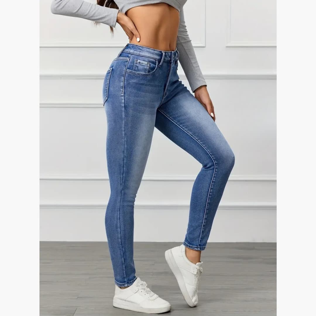 Gabriela - Skinny jeans i varm fleece til dame