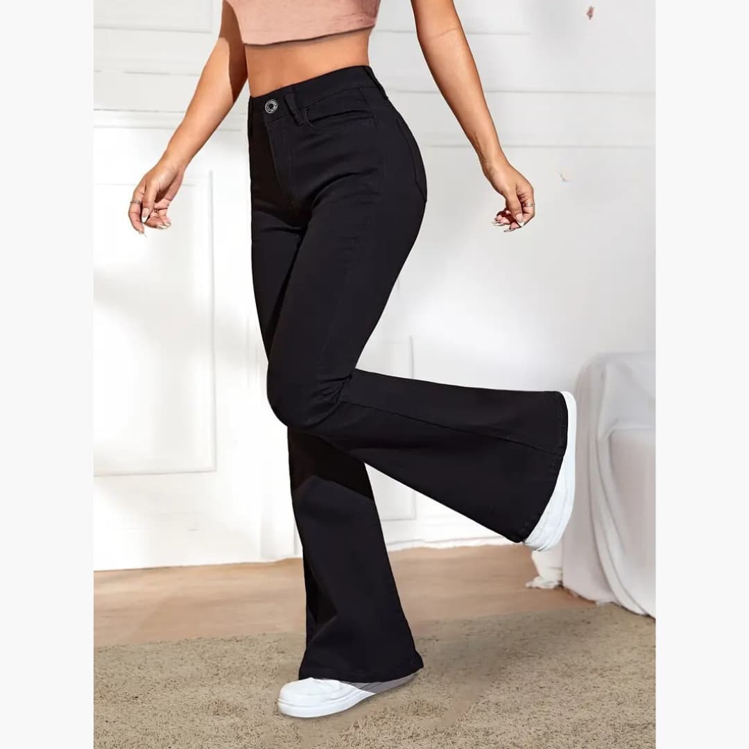 Greta - Varm fleecefôret Flare-jeans til dame
