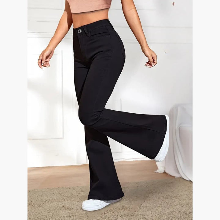 Greta - Varm fleecefôret Flare-jeans til dame