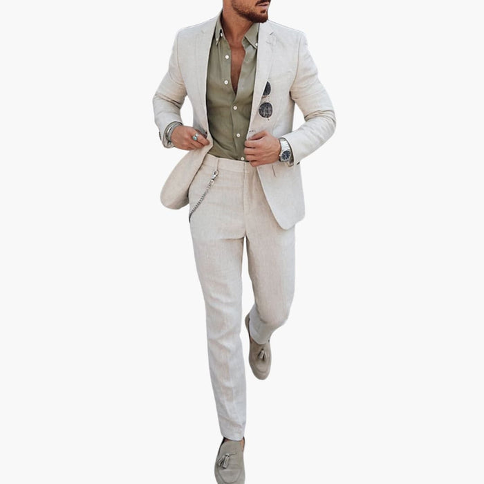 Completo estivo da uomo con giacca a un bottone e pantaloni slim fit