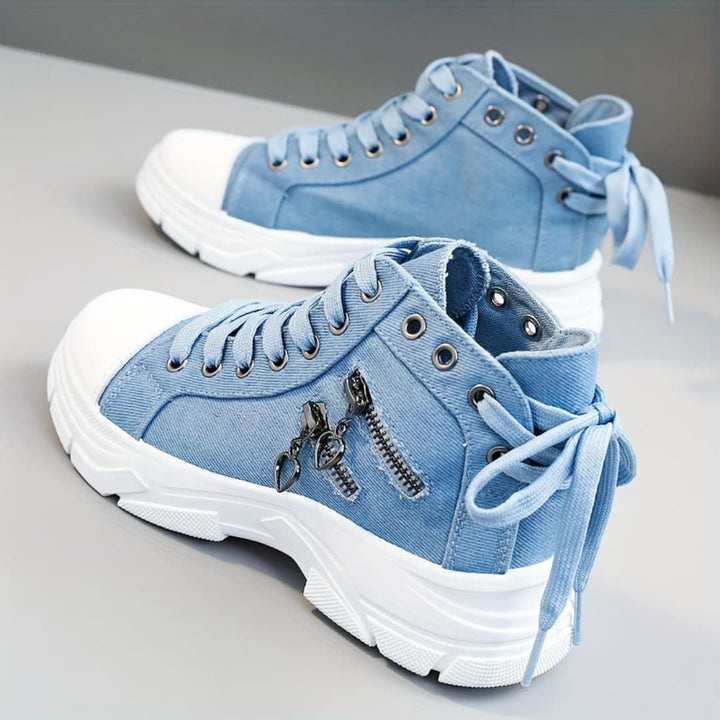 Dame Canvas High-Top Sneakers med Tykk Såle