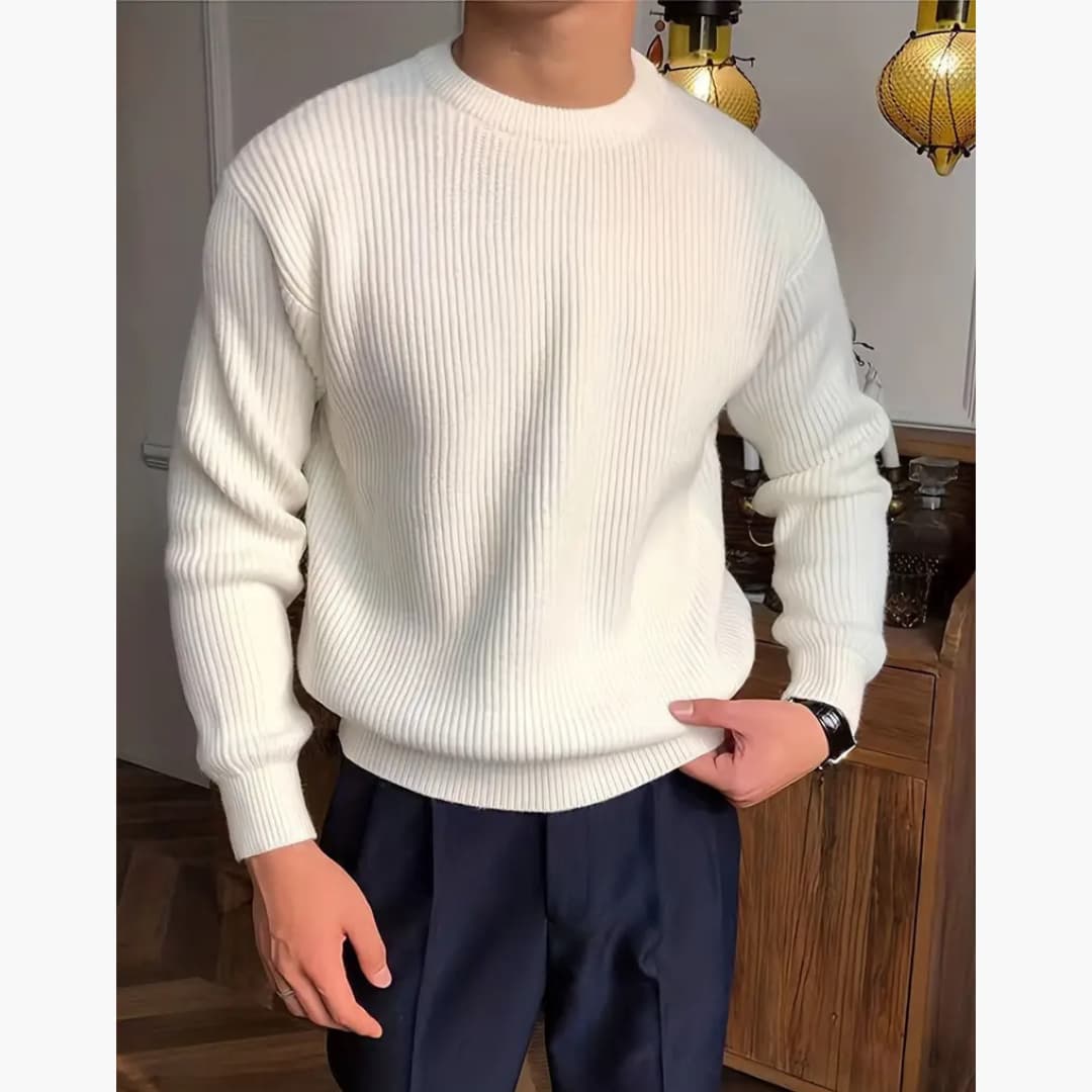 Casual Crew Neck Strikket genser for menn