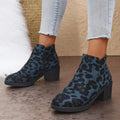 Klara - Trendy blå støvletter med leopardmønster til dame
