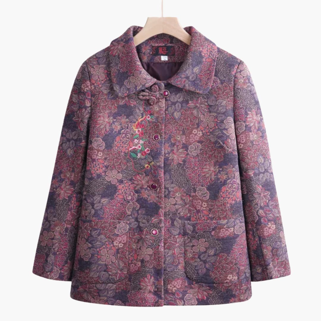 Alicia - Vintage blomstret frakk til dame