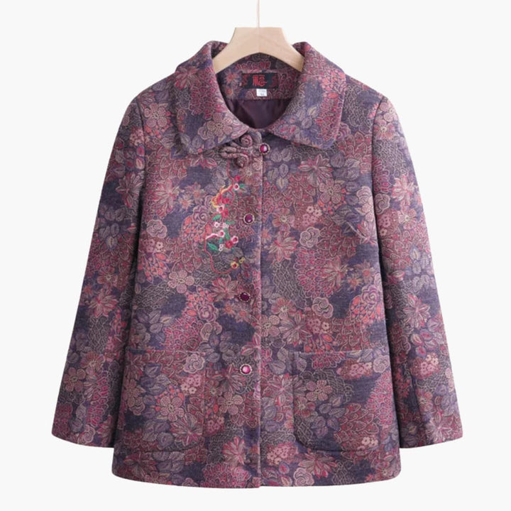 Alicia - Vintage blomstret frakk til dame