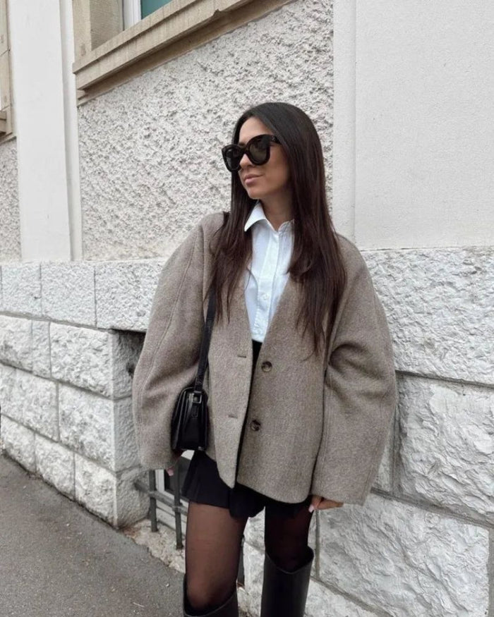 Blazer pour femme à coupe courte et col en V