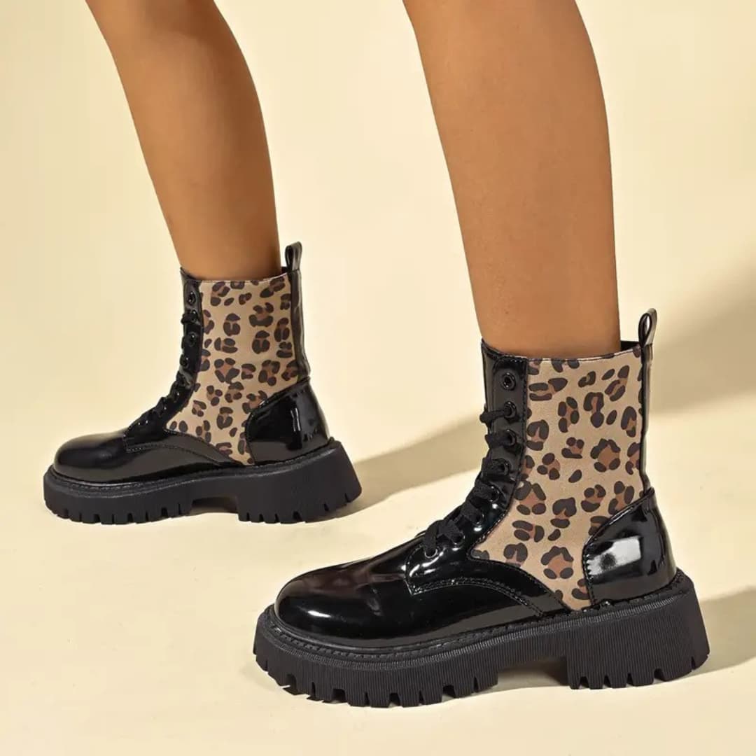 Kendall - Trendy ankelstøvler med leopardmønster til dame