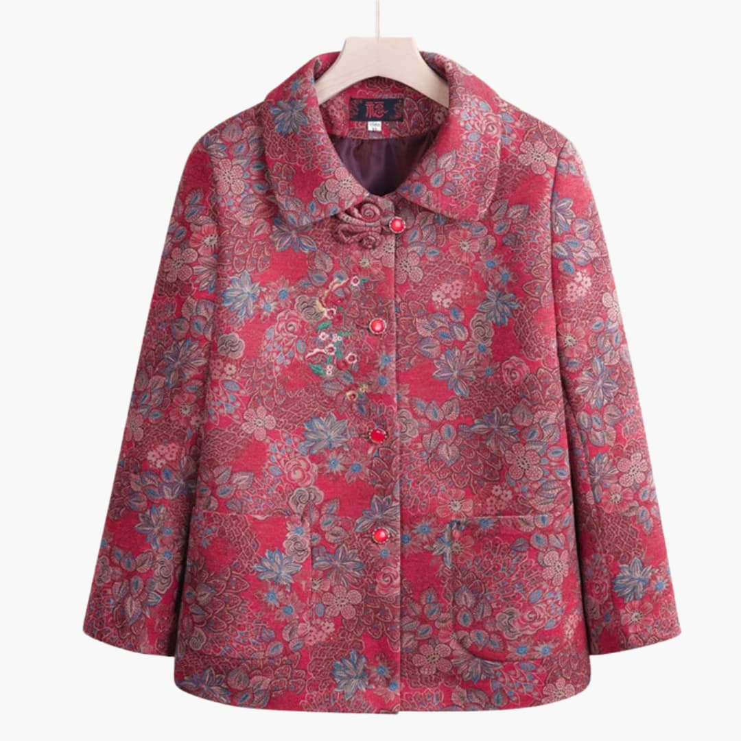 Alicia - Vintage blomstret frakk til dame