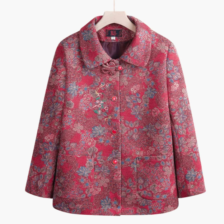 Alicia - Vintage blomstret frakk til dame