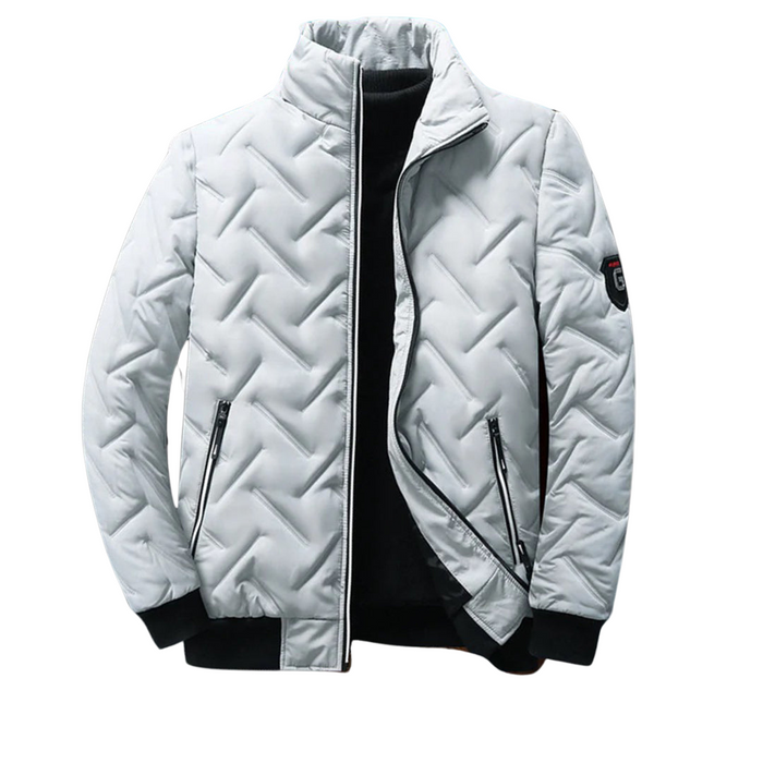 Blouson bomber homme matelassé avec fermeture éclair et poignets côtelés