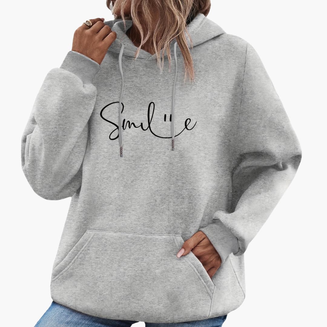 Caroline - Stilig Smile Graphic Hoodie for kvinner