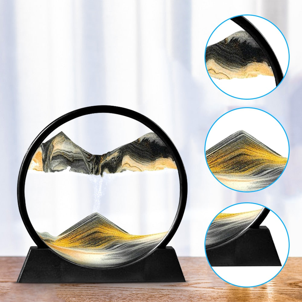 3D Bevegelig Sandkunst Timeglass for Beroligende Atmosfære