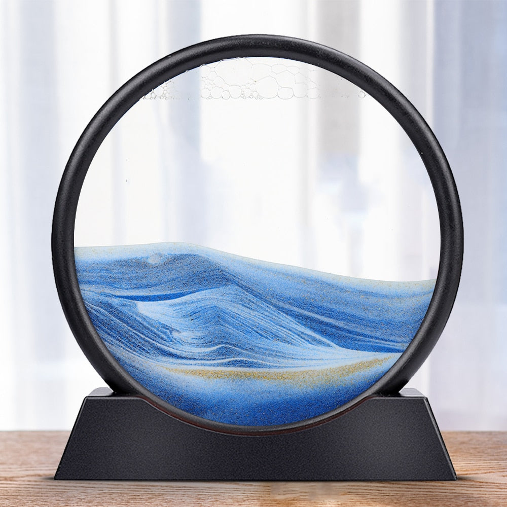 3D Bevegelig Sandkunst Timeglass for Beroligende Atmosfære