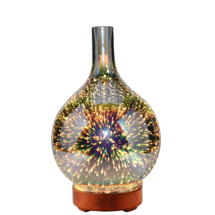3D Glassvase Aroma Diffusor med Fargeskiftende LED Lys