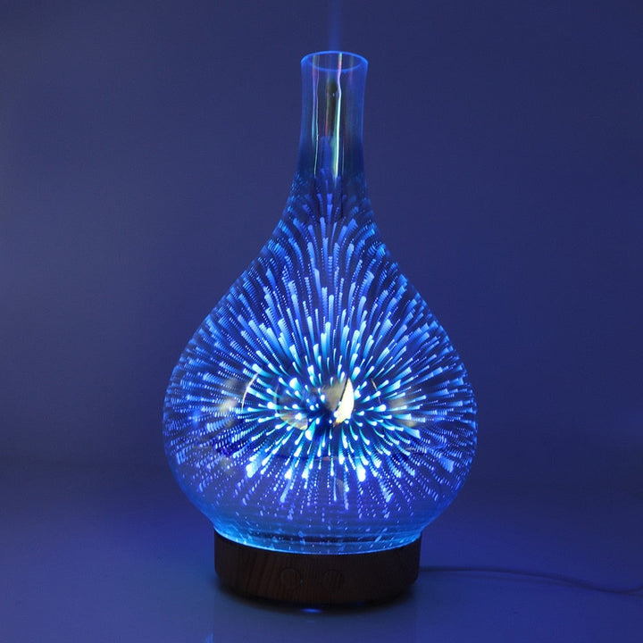 3D Glassvase Aroma Diffusor med Fargeskiftende LED Lys