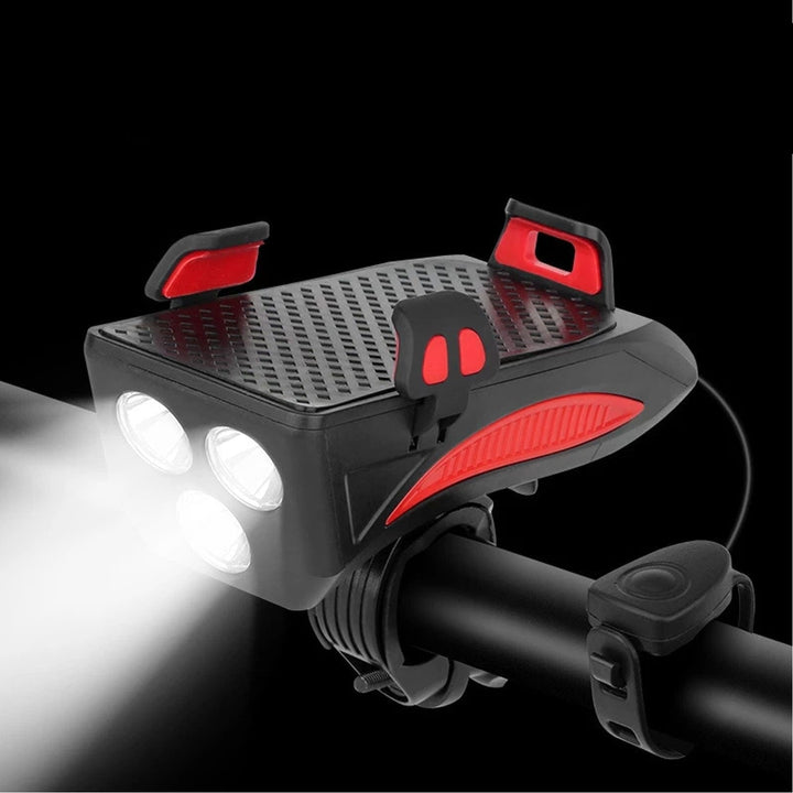 Unisex 4-i-1 Sykkeltilbehør med LED-lys, Telefonholder, Powerbank