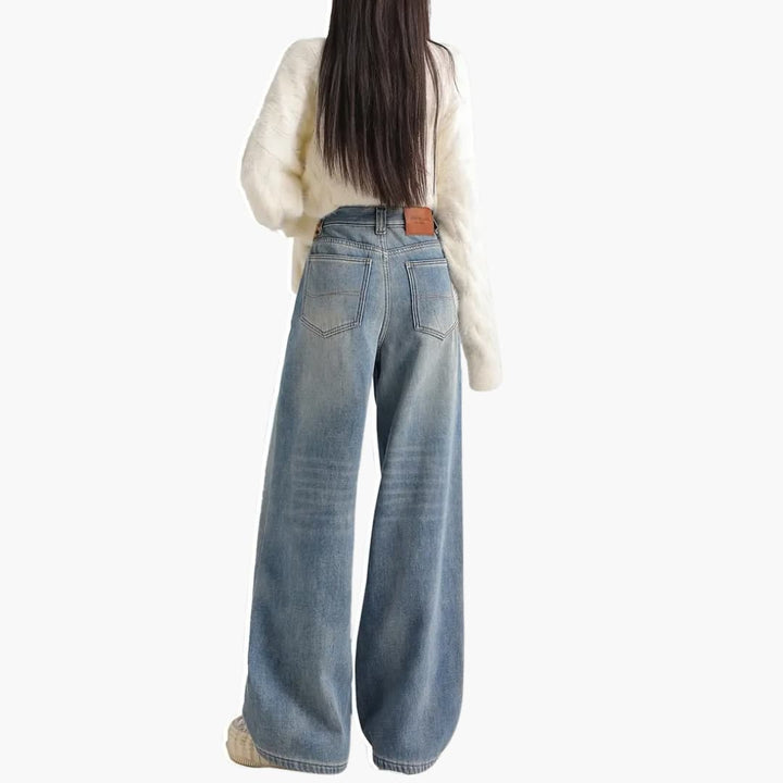 Helena - Stilige jeans med vidde ben og høy reim til dame