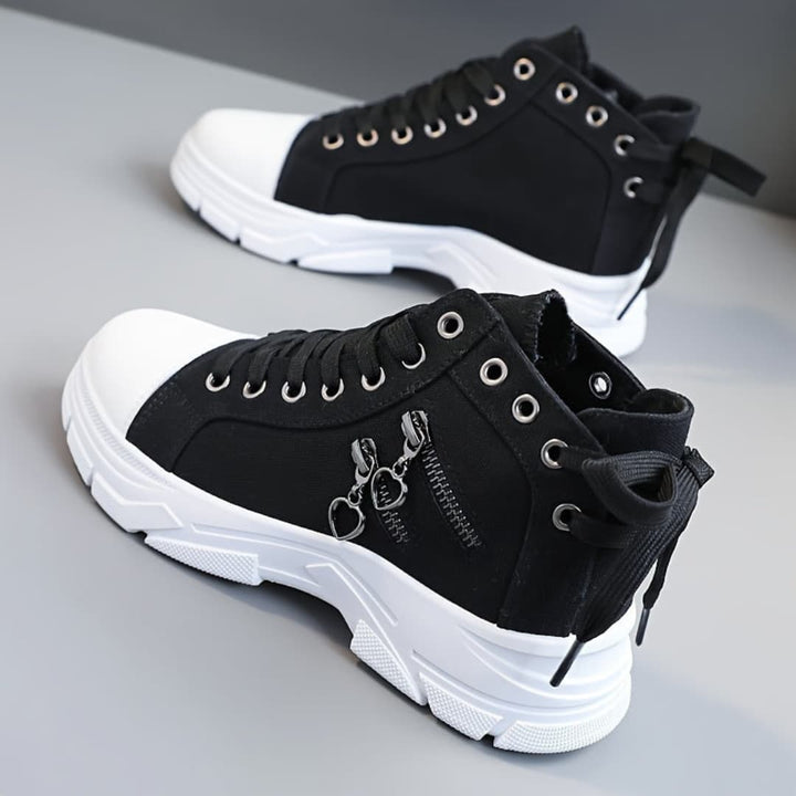 Dame Canvas High-Top Sneakers med Tykk Såle