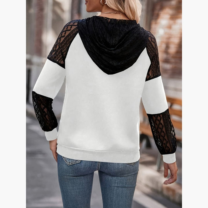 Dianne - Stilig hettegenser med blonder til dame