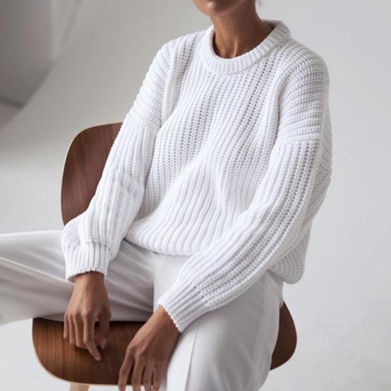 Women's Chunky Ribbed Crew Neck Jumper Oversized Fit