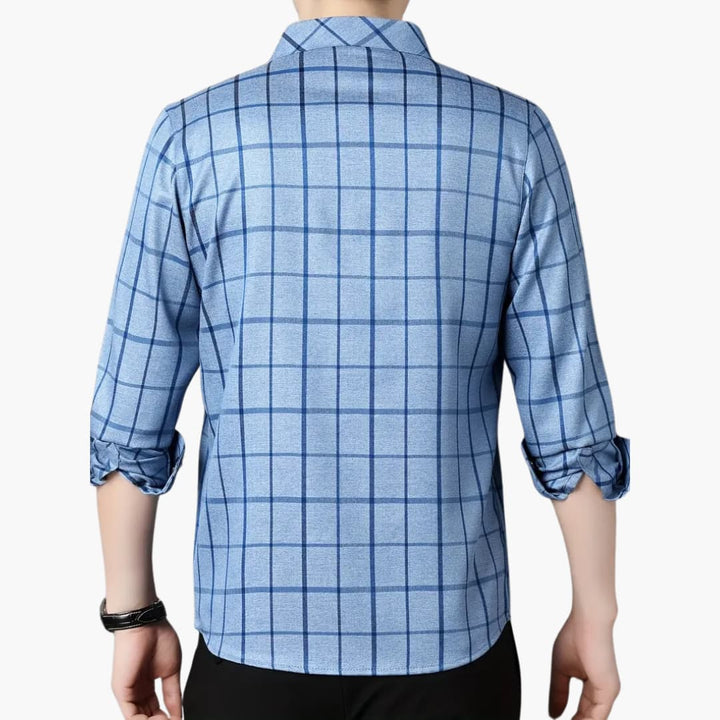 David - Trendy rutete skjorte med revers for menn