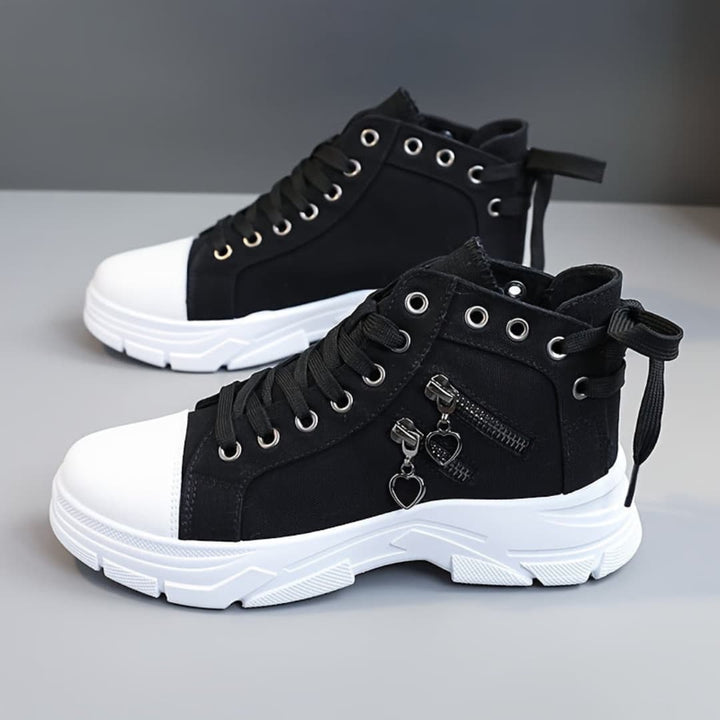 Dame Canvas High-Top Sneakers med Tykk Såle