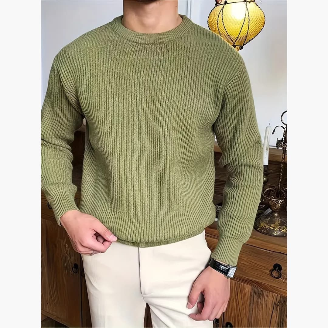Casual Crew Neck Strikket genser for menn