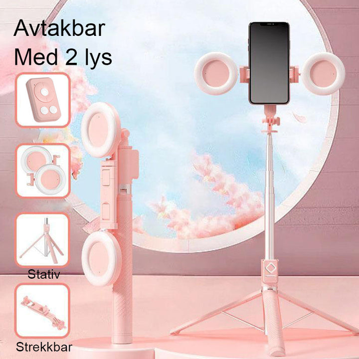 6 i 1 Selfie Stick med Fylllys - Lett og Stabilisert