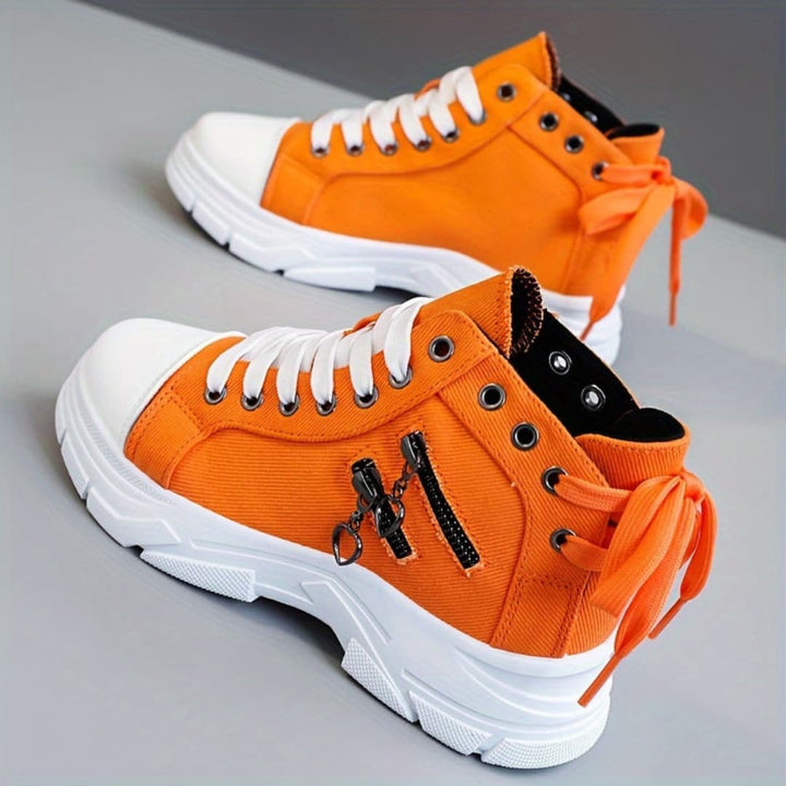 Dame Canvas High-Top Sneakers med Tykk Såle