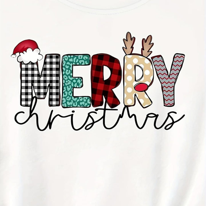 Kvinne Vintage-inspirert Jul Juleprint Langermet T-skjorte