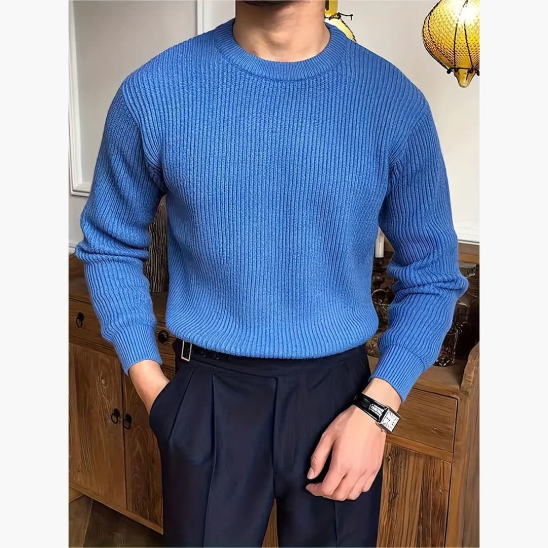Casual Crew Neck Strikket genser for menn