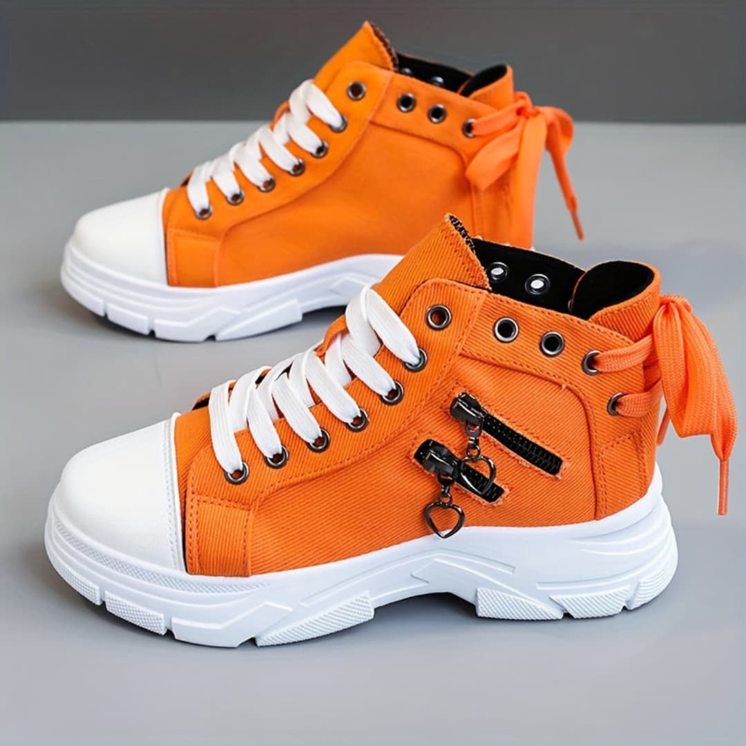 Dame Canvas High-Top Sneakers med Tykk Såle