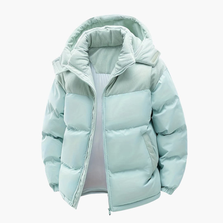Herre Casual Hettejakke med Puffer og Fargeblokkdesign