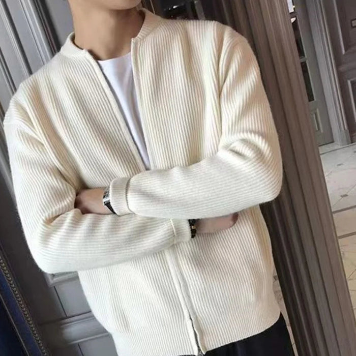Cardigan pour homme avec fermeture éclair et texture côtelée